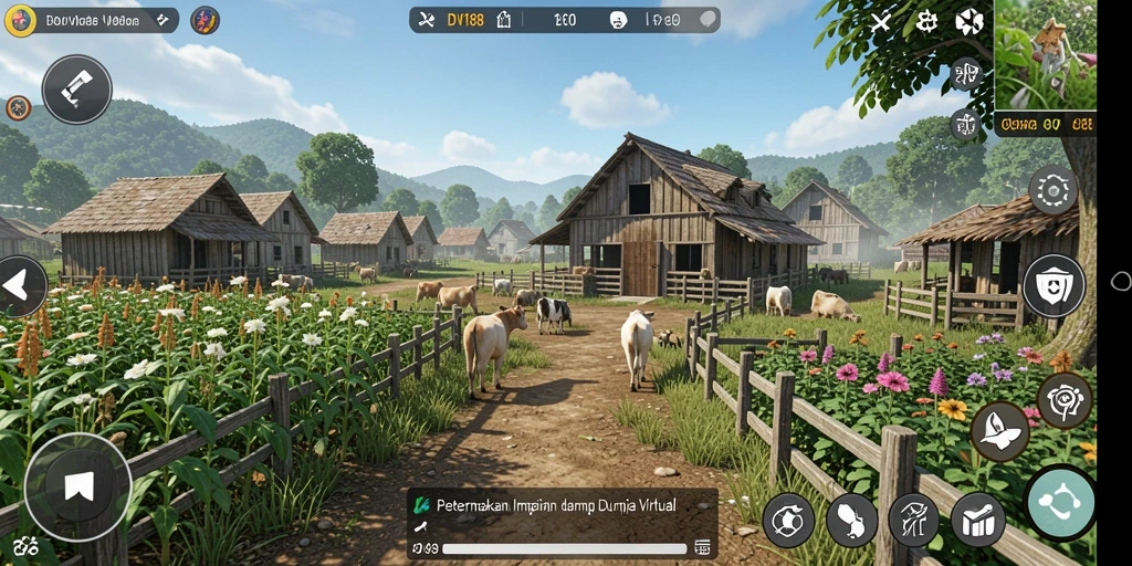 Tangkapan layar gameplay <strong>DV188</strong> yang menunjukkan keseruan bertani.