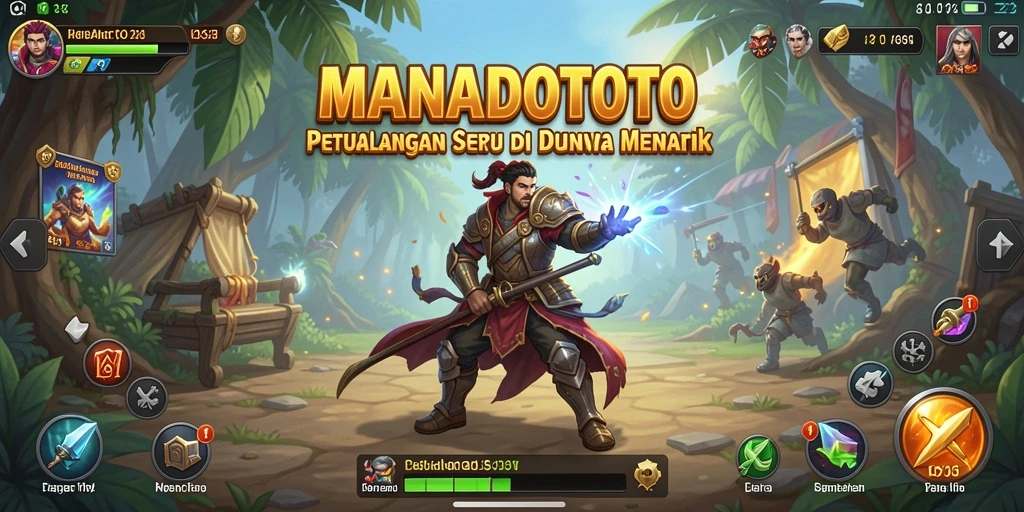 Tampilan gameplay epik dari MANADOTOTO yang menggugah selera petualangan.