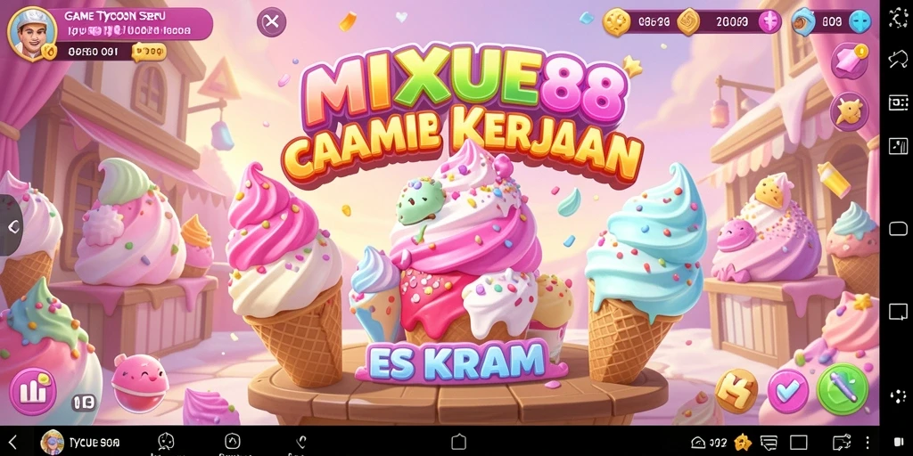 Tangkapan layar gameplay MIXUE88 dengan nuansa es krim yang ceria.